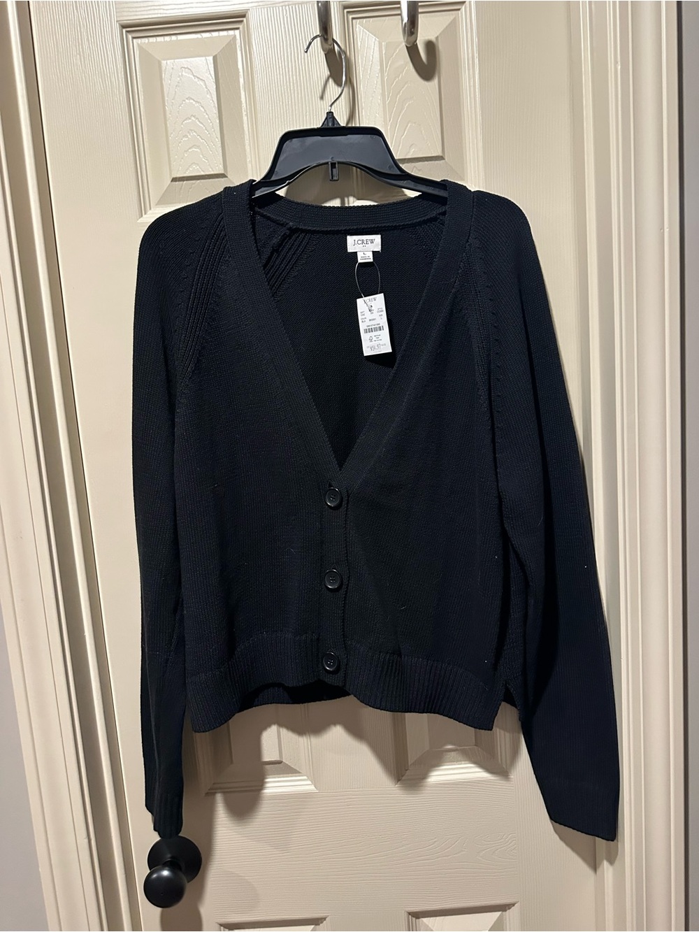 J. Crew Black V-Neck Button-Front Cardigan Sweater
